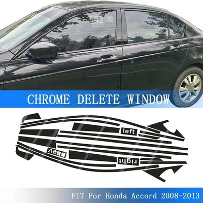 Glossy Black Chrome Delete Window Trims For Honda Accord 2008-2013 Foto 1 de 4