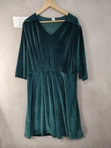 Cotton Traders Dress Velvet Velour Plus Size 18 Dark Everglade Green Soft Cosy - Picture 1 of 12