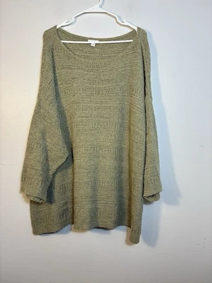 Suéter Jill Pure Jill Tejido Cuadrado Talla 3XL Verde Algodón Informal Minimalista Foto 1 de 4