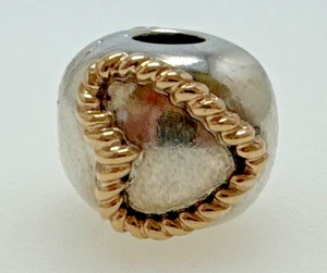 Pandora Momentos Corazón Trenzado Plata de Ley y Oro 14K Clip Dije - Imagen 1 de 8