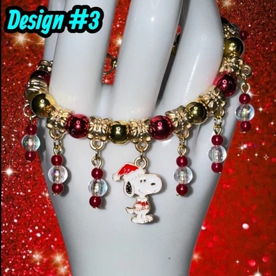 Snoopy-inspired Christmas Handmade Gold Snake Chain Charm Bracelet 8 Designs✨NEW Foto 1 de 4