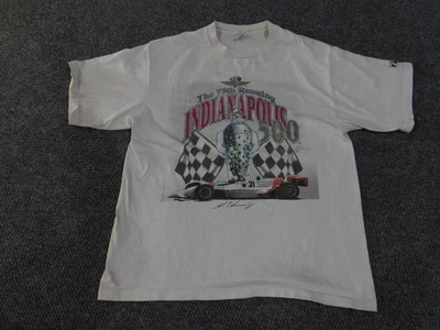 Camiseta masculina vintage Indianapolis 500 logotipo de corrida branca GG feita nos EUA 90s camiseta - Imagem 1 de 4