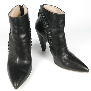 MiuMiU Black Leather Strap Zipper Detail Ankle Boots for Women - 255MM - Bild 1 von 4