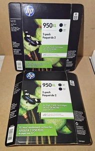 NUEVO Paquete de 2 cartuchos de tinta negros genuinos HP 950XL sellados OEM - Imagen 1 de 6