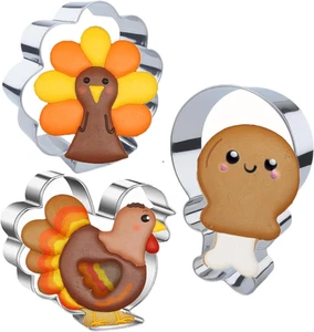 3 Stück Große Erntedankfest Truthahn Ausstechformen Set, 3,4" bis 4" Truthähne,  - Bild 1 von 12