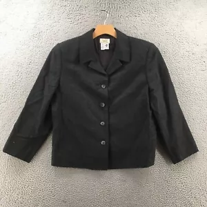 Talbots Button Blazer Womens 16 Solid Gray Wool Collared Long Sleeves Casual - Picture 1 of 16