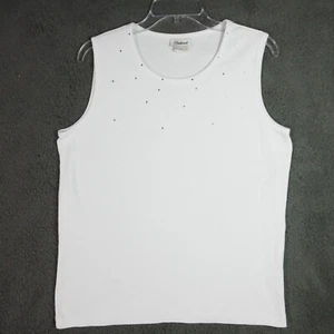 Distinct Damen Größe L Rundhalsausschnitt ärmellos Sommer weiß verziert Tank Top - Bild 1 von 12