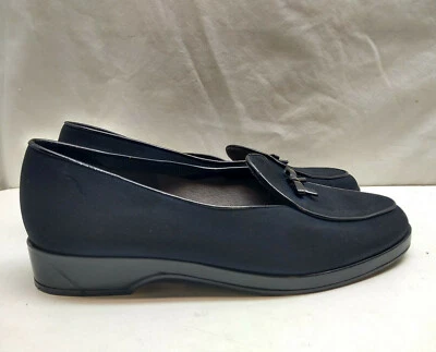 Stuart Weitzman Black Vegan Slip On Wedge Heel Bow Loafer Pump Women Shoes 8M 39 - Image 1 of 4