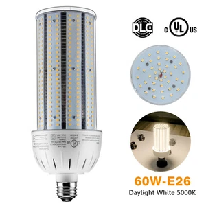 60W LED E26 Medium Screw Corn Bulb 5000k Daylight Yard Barn Warehouse Light - Picture 1 of 11