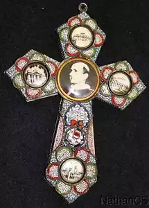 Croce a micro mosaico papale vintage - crocifisso PAOLO VI, 1975, raro - Foto 1 di 3