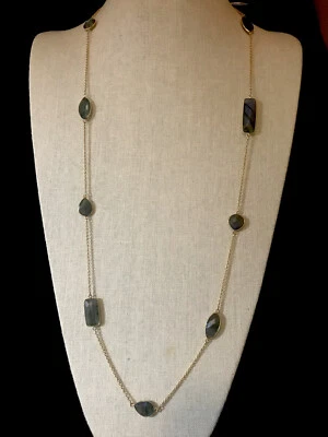 Collar de eslabones de cable Rarities de cuarzo ahumado y gema 36" nuevo con etiquetas Foto 1 de 4