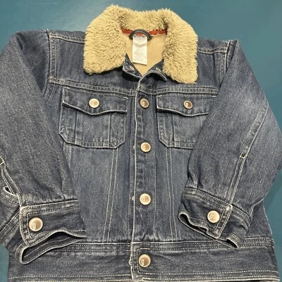 Gymboree Unisex Kids Fleece Lined Denim Jacket With Faux Fur Collar Size 4 - Image 1 of 4