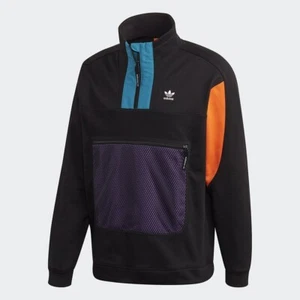 ADIDAS Men's Quarter Zip Black/ Orange/Teal/Purple Sweatshirt Size XS BNWT - Picture 1 of 12