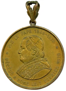 VATICAN 1878 POPE LEO XIII POPE PIUS IX COPPER GILT MEDAL 51mm 56g - Picture 1 of 4