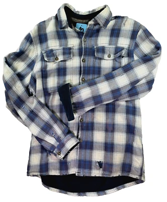 Boston Traders Distressed Flannel Shacket Mens Medium Fleece Lined Grunge Skate - Image 1 of 4