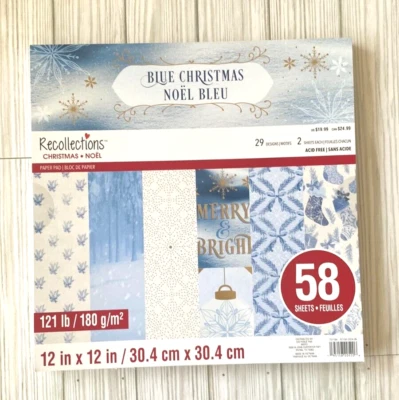 Almohadilla de papel Recollections 12x12 58 hojas "AZUL NAVIDAD" Foto 1 de 4