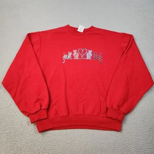 Vtg 90's Cat Sweatshirt Womens Small Crewneck Kitten Love Grannycore Cottagecore - Picture 1 of 8
