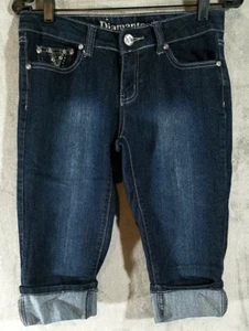 Pantalones de mezclilla azul Diamante premium Capris informales - Imagen 1 de 12