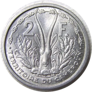 elf French Cameroon Cameroun 2 Francs 1948  Gazelle - Picture 1 of 2