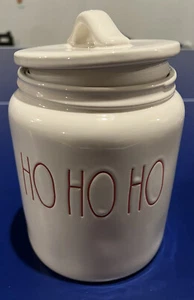 CHRISTMAS "HO HO HO" CERAMIC WHITE CANTISTER BY RAE DUNN - Picture 1 of 2