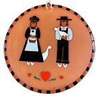 Folk Art Amish Couple Pottery Decorative Wall Plate Signed M Benham