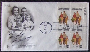 US FDC SC #1455 FAMILY PLANNING ArtCraft 1972 plate block. - Picture 1 of 1