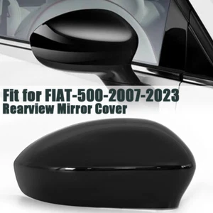 Right Side For Fiat 2012-2019 500 / Punto Side Wing Mirror Cover Cap Gloss Black - Picture 1 of 9