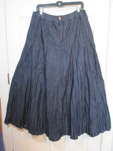 V Cristina Pleated Denim Maxi Skirt Western Modest Ranch Pioneer Womens Size 12 - Picture 1 of 14