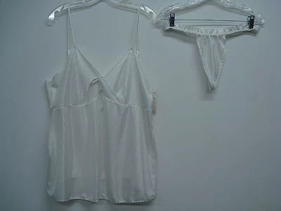 USA Made Nancy King Lingerie Baby Doll w/ Thong Pajamas Size Small White #375C - Image 1 of 2