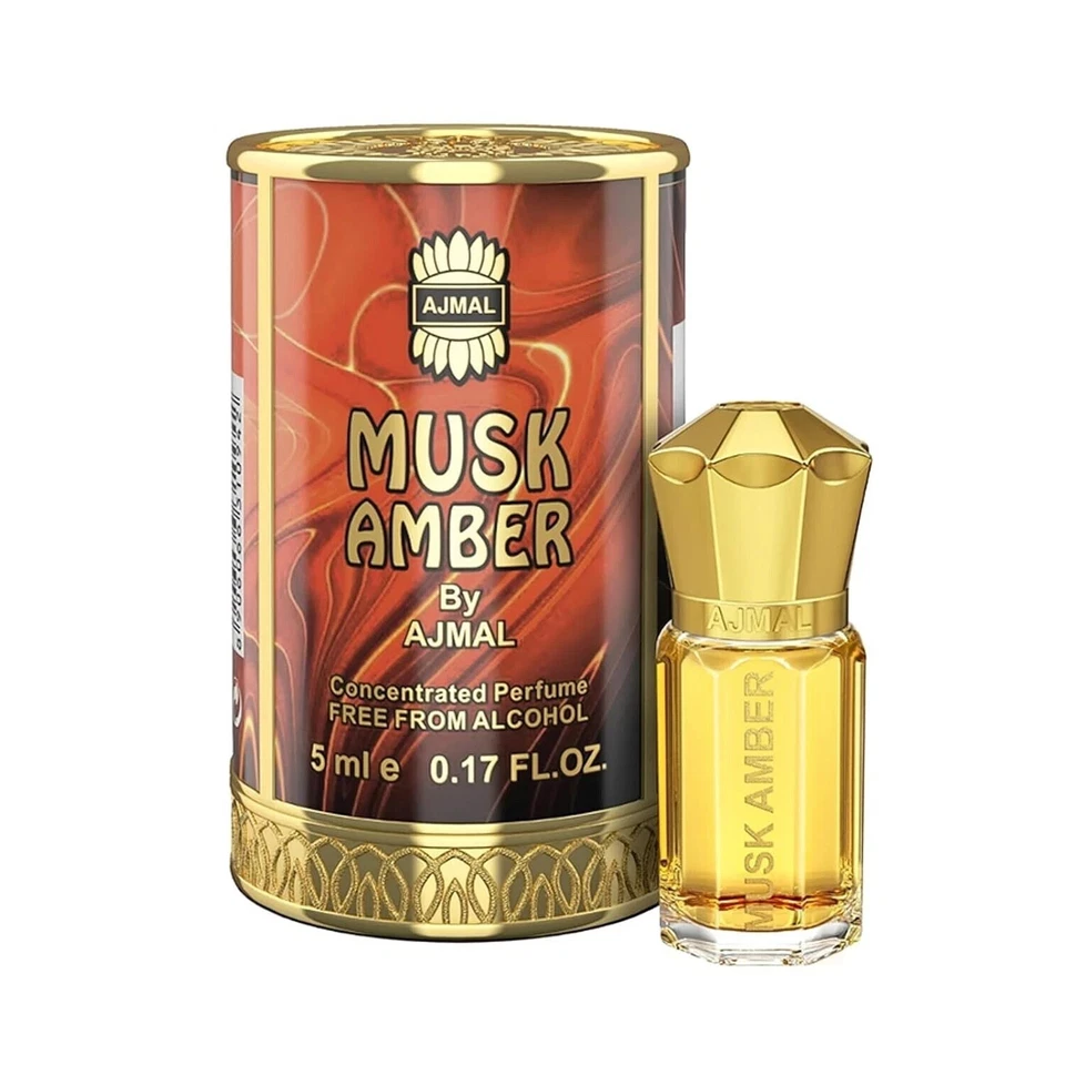 AJMAL Musk Amber Liquid Attar | Woody & Spicy Fragrance | Non-Alcoholic 5 ml