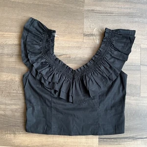 Wild Fable Women’s Sleeveless Ruffled Cropped Blouse Top Black Medium New - Picture 1 of 9