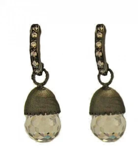 Pendientes medio aro circonita cúbica corte negro cristal cuentas colgantes gunmetal alta calidad nuevos - Imagen 1 de 3