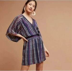 NWT Anthropologie Maeve Siya multi-color stripe kimono dress keyhole back size 8 - Picture 1 of 13