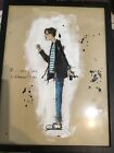 Drawing Gouache Young Man Angry Signed Lydi Date 2016 Rucksack Backpack