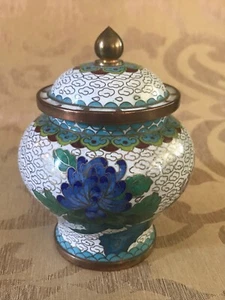 Antique Zi Jin Cheng Cloisonne 4" Copper Ginger Jar w/Lid - Picture 1 of 4
