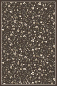 5x5 Radici Brown Bordered Leaves Vines Area Rug Round 6674 - Aprx 5' 3" x 5' 3" - Picture 1 of 1