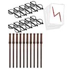 30 Pcs Wand Pencils Bolt Tattoos Stickers Costume Glasses with Round Frame1556