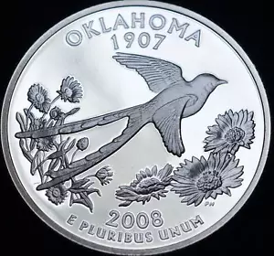 2008 S Oklahoma Mint Silver Proof Statehood Washington Quarter from US Proof Set - Picture 1 of 2