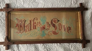 Antique VICTORIAN PIERCED PAPER MOTTO NEEDLWORK "WALK IN LOVE"FRAMED - Picture 1 of 24