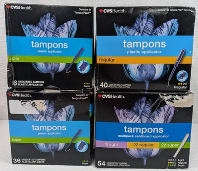 CVS Health - Tampones de plástico - Regular, súper, ligero - 4 cajas Foto 1 de 4