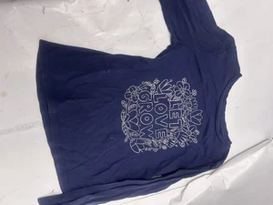Old Navy blue long sleeve shirt let love grow large 10/12 - Picture 1 of 3