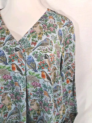 Блузка поповер J. Jill Perched Birds топ синяя мульти 100% вискоза размер L высокая - Изображение 1 из 4