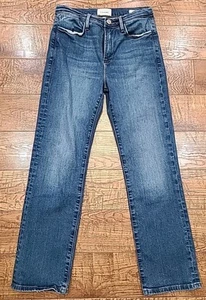 Frame Le High Straight Damenjeans Größe 28 dunkle Waschung Denim gebraucht, in einwandfreiem Zustand dehnbar - Bild 1 von 10