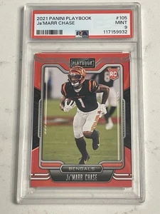 JaMarr Chase 2021 Panini Playbook #105 Rookie Card Cincinatti Bengals RC PSA 9 - Picture 1 of 2