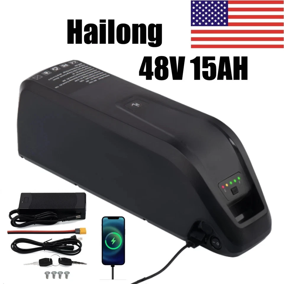 Batería Hailong 48V 15Ah para bicicleta eléctrica 200W-1500W batería de litio BMS Foto 1 de 4