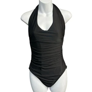 Miraclesuit One Piece Swimsuit Size 10 Black Halter Underwire Slimming Ruched - Picture 1 of 16
