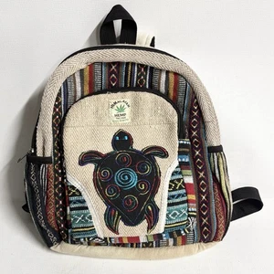 Himalayan Hemp THC Free Multi Color Travel Hiking Backpack Turtle Graphic - Picture 1 of 9