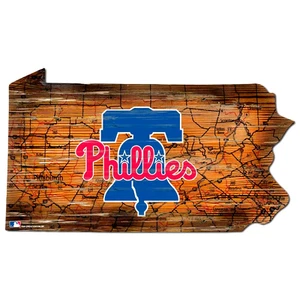 Letrero angustiado del estado de los Filis de Filadelfia aproximadamente 16" x 23" - Imagen 1 de 1