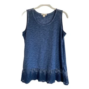 Style & Co. ärmelloses Tanktop mit Spitzenbesatz blau Petite Small (PS) - Bild 1 von 9