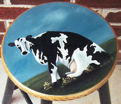 JUDY HUNTZINGER  DAIRY COW STOOL DECORATIVE PAINTING PATTERN PACK  - Image 1 of 2